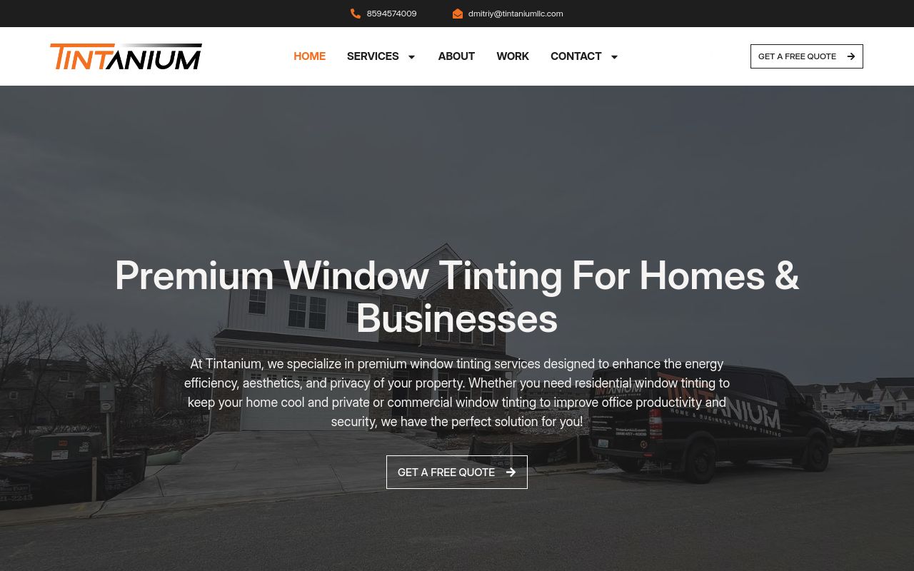 Homepage of Tintanium's website