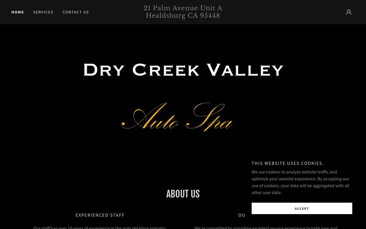 Homepage of Dry Creek Valley Auto Spa's website