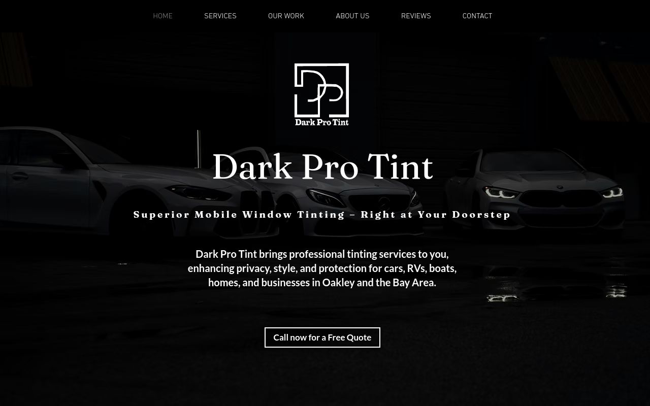 Homepage of Dark Pro Tint's website