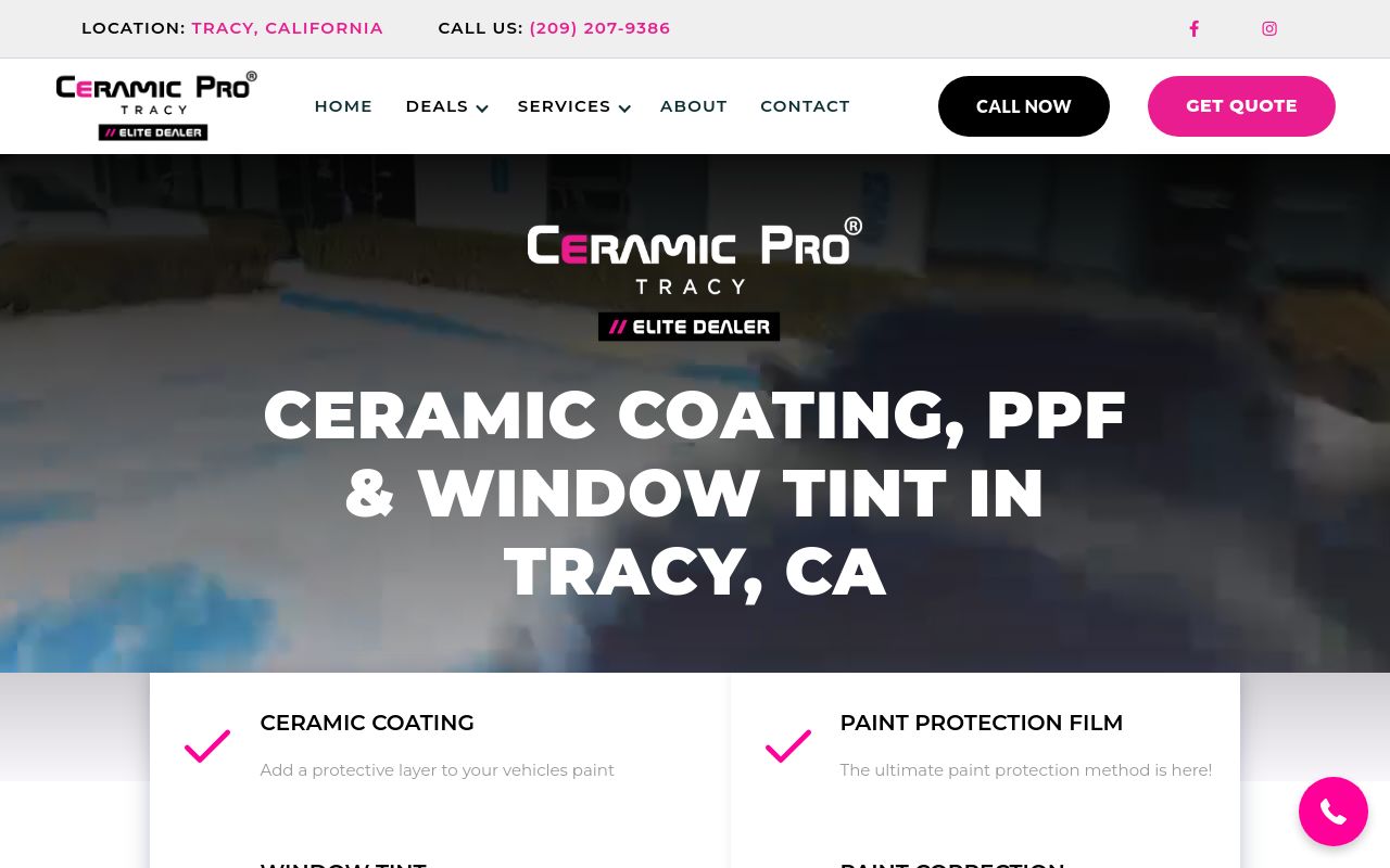 Homepage of Guy's Auto Ceramic Pro Tracy - PPF Paint Protection Film, Ceramic Coating, Window Tint's website