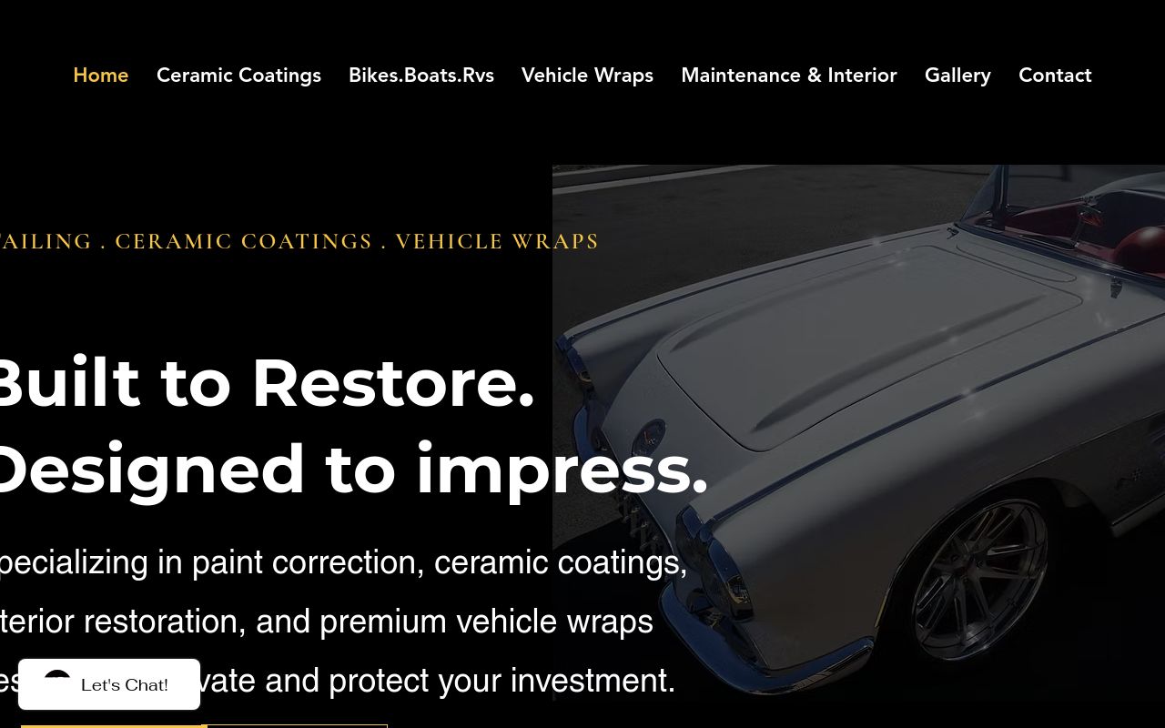 Homepage of A.P. Auto Detailing's website
