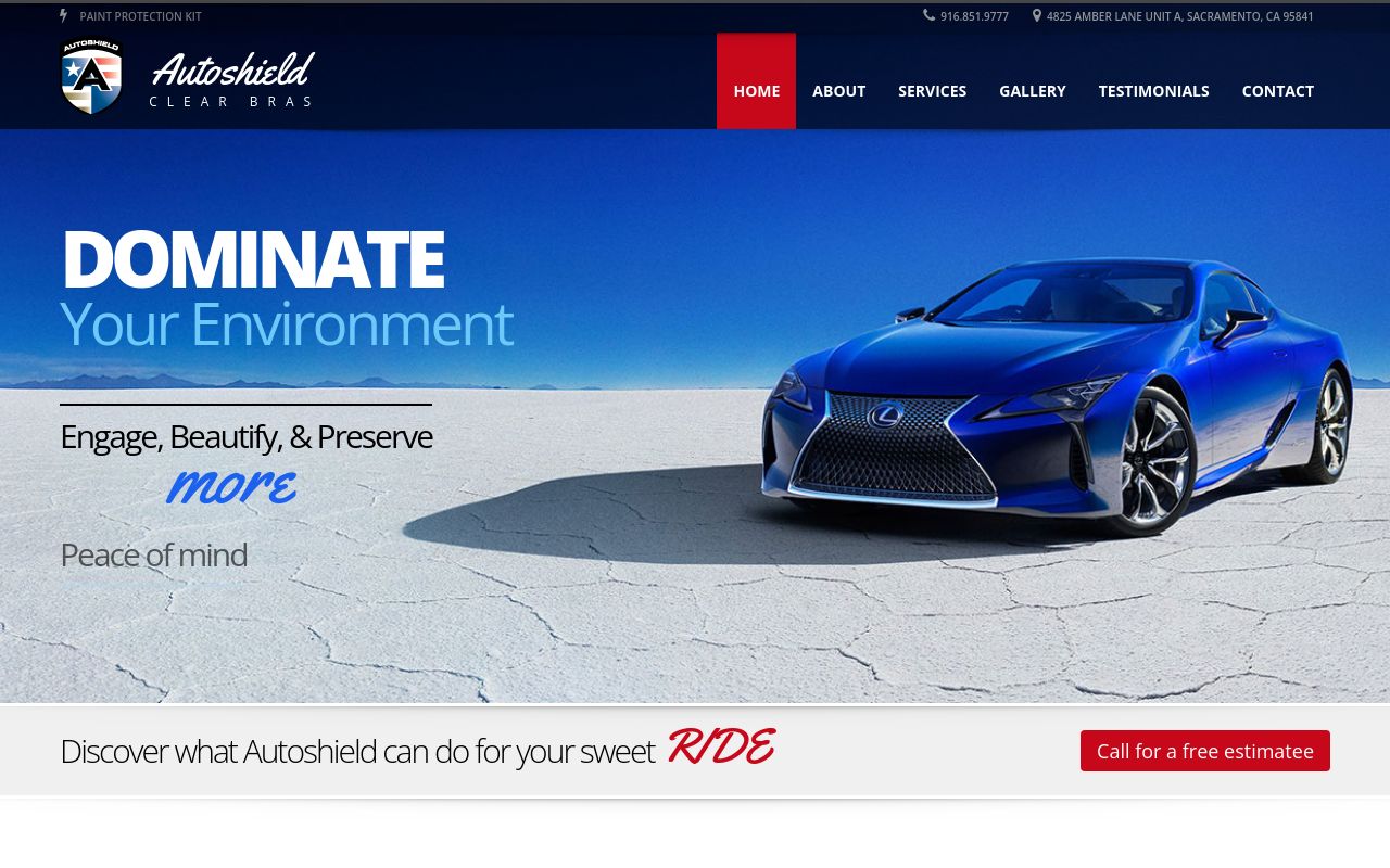 Homepage of Autoshield's website