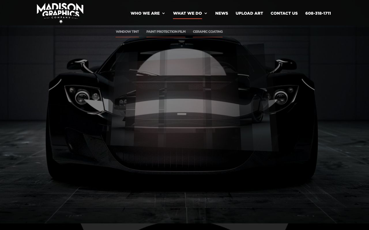 Homepage of The Tint Factory's website