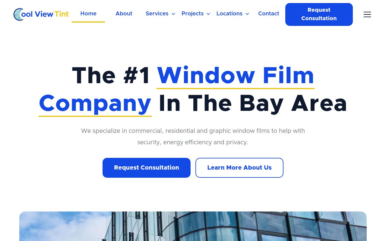 Homepage of CoolView Tint Inc.'s website