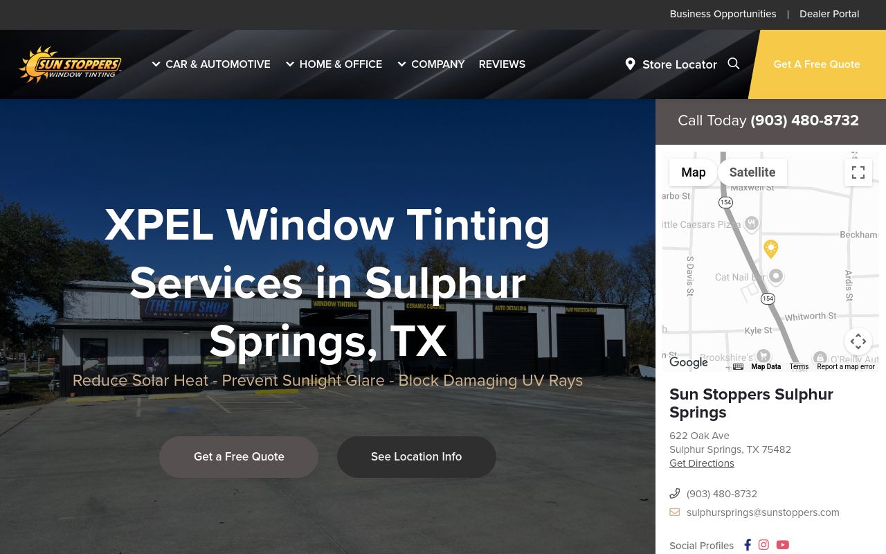 Homepage of The Tint Shop / Sun Stoppers Sulphur Springs's website