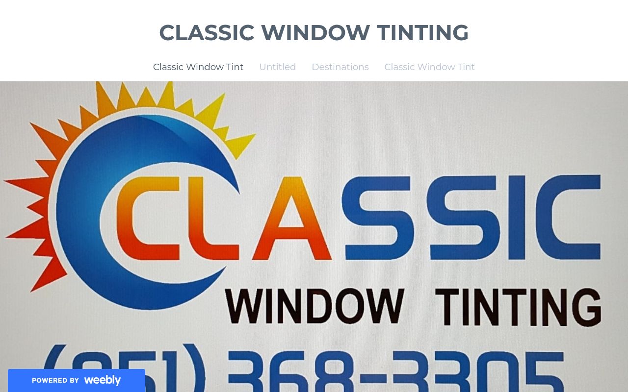 Homepage of Classic Window Tinting's website