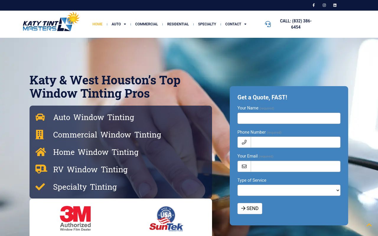 Homepage of Katy Tint Masters's website