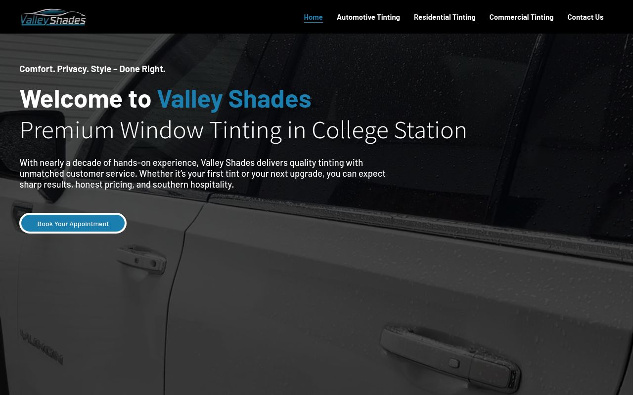 Homepage of Valley Shades's website
