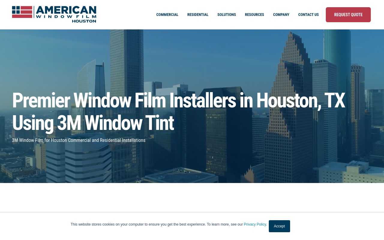 Homepage of American Window Film Houston's website