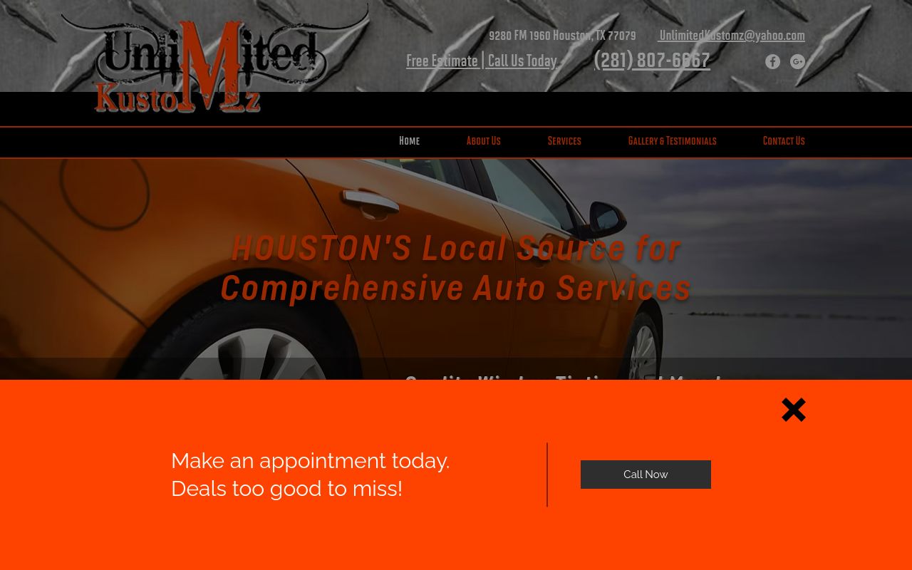 Homepage of Unlimited Kustomz's website