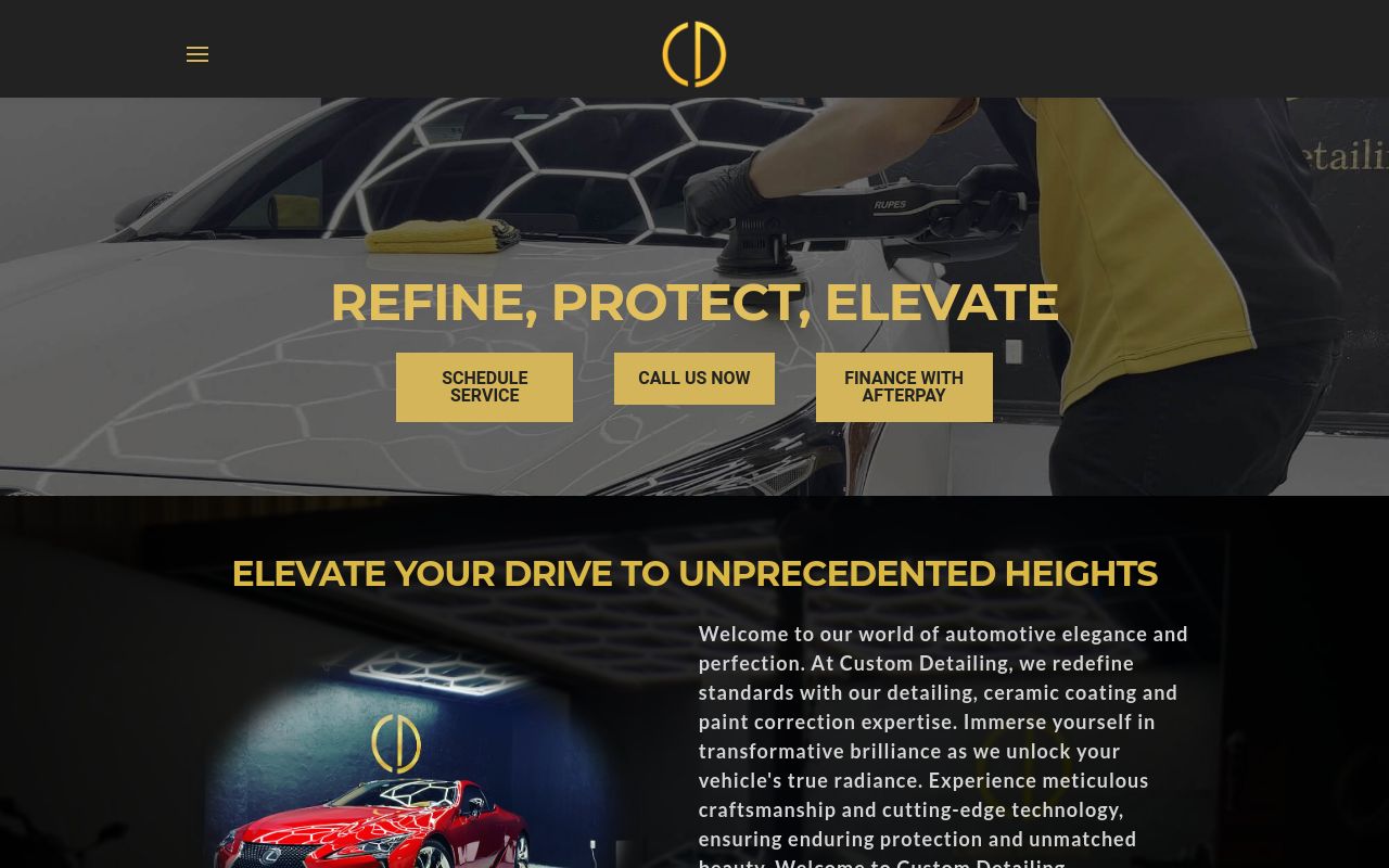 Homepage of Custom Detailing LLC's website