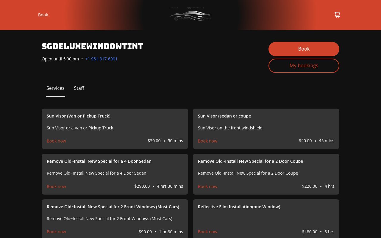 Homepage of sgdeluxewindowtint's website