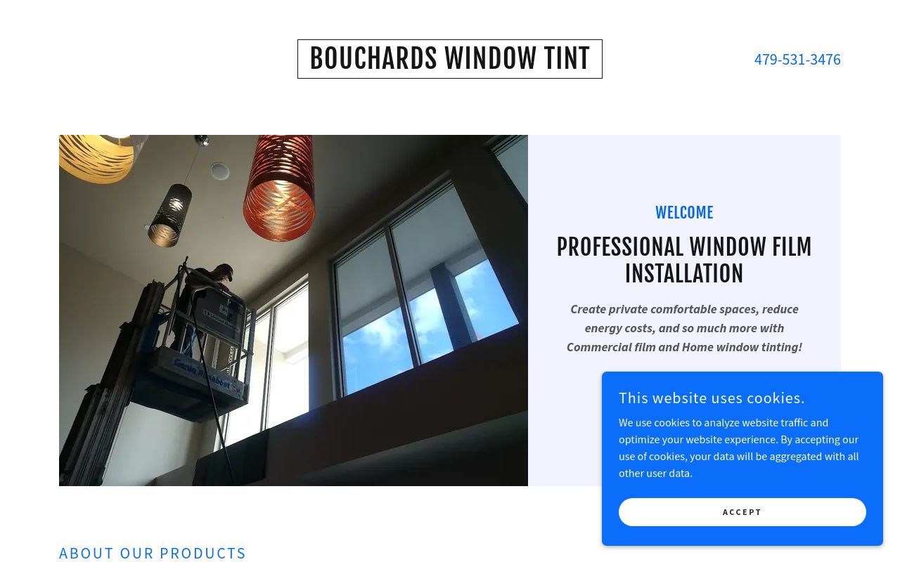 Homepage of Bouchards Window Tint's website