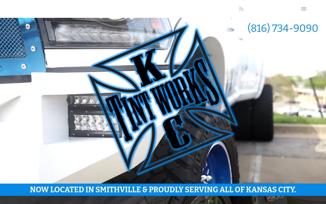 Homepage of KC Tint Works's website
