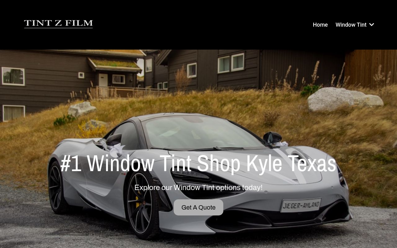 Homepage of Tint Z Film's website