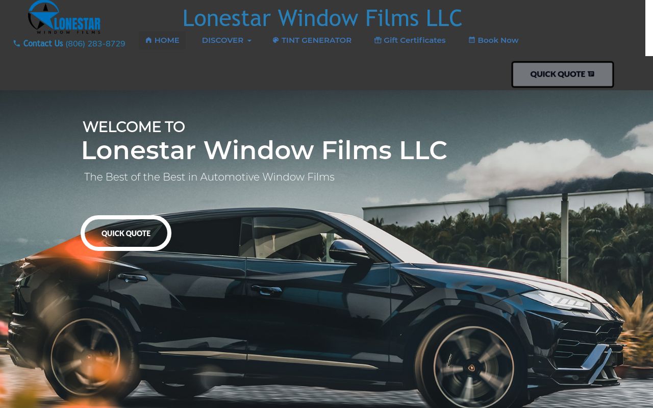 Homepage of Lonestar Window Films's website