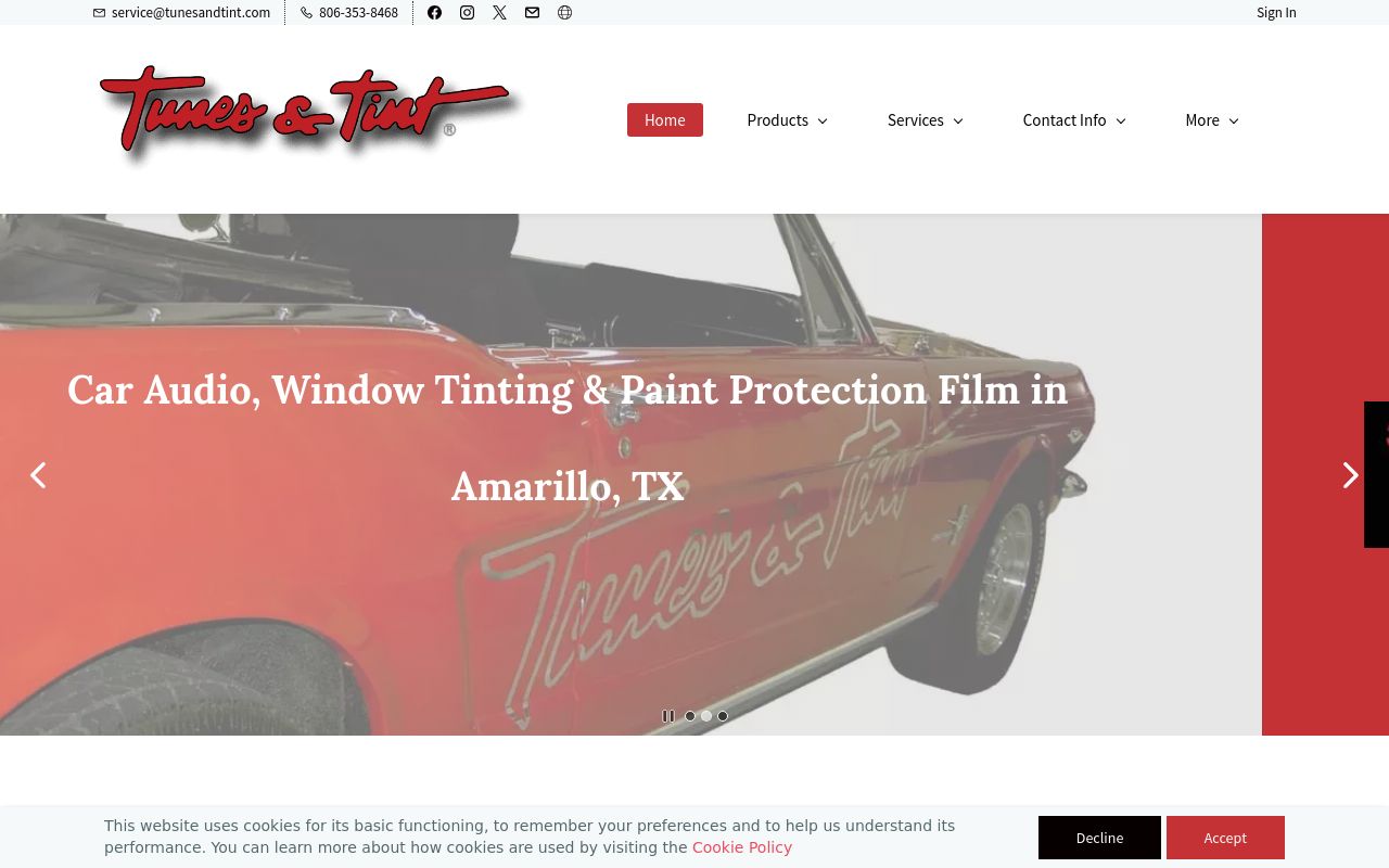 Homepage of Tunes & Tint's website
