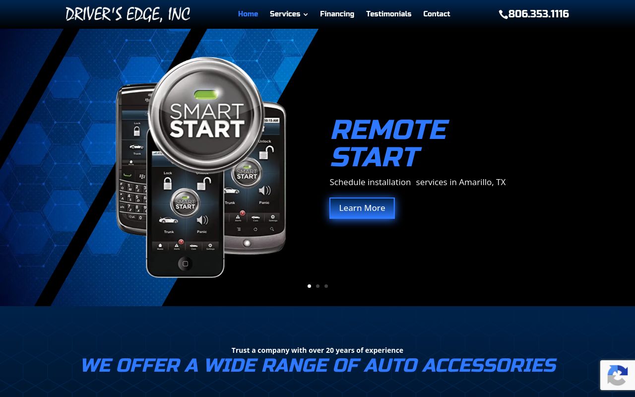 Homepage of Drivers Edge's website