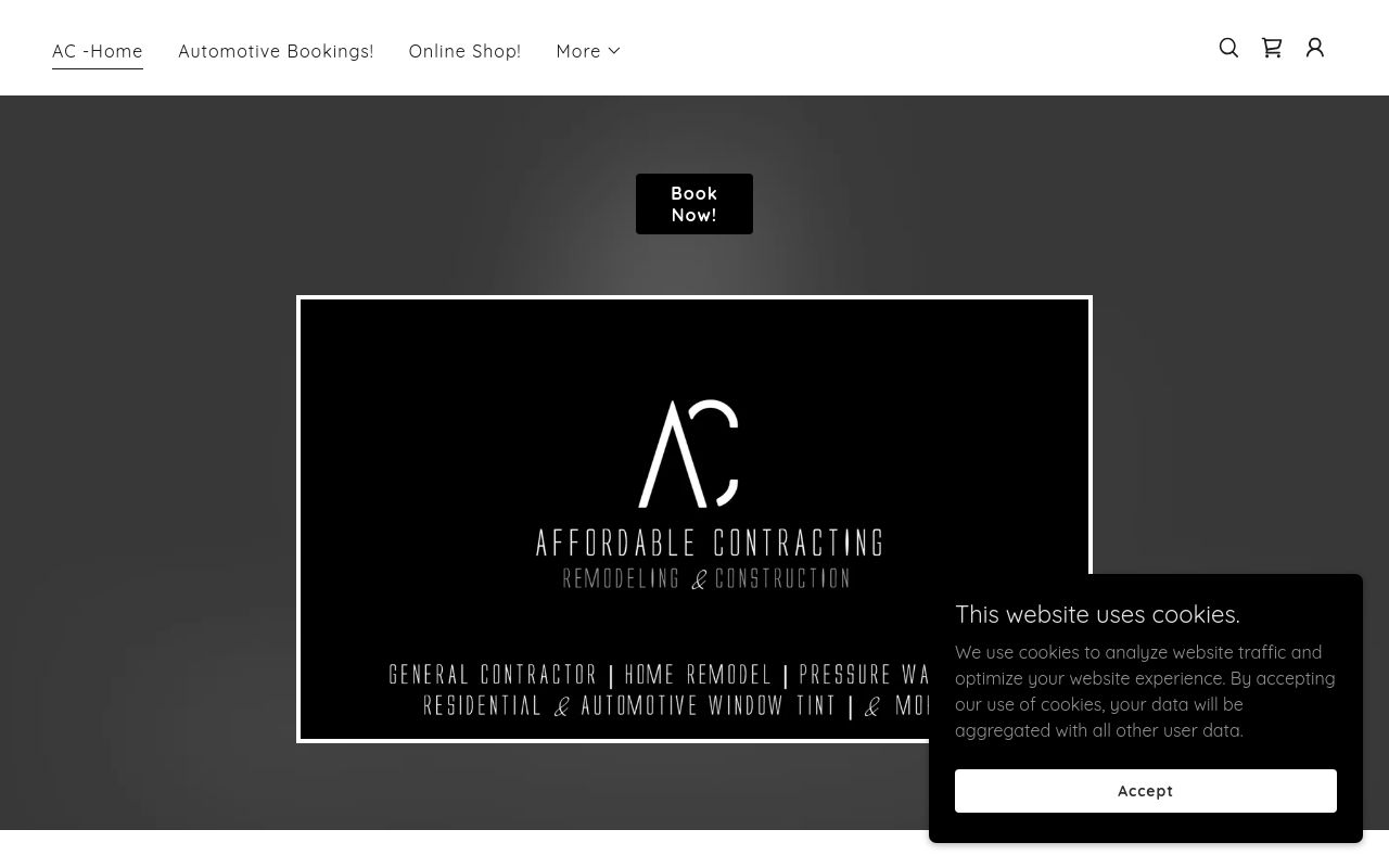 Homepage of Affordable Contracting's website