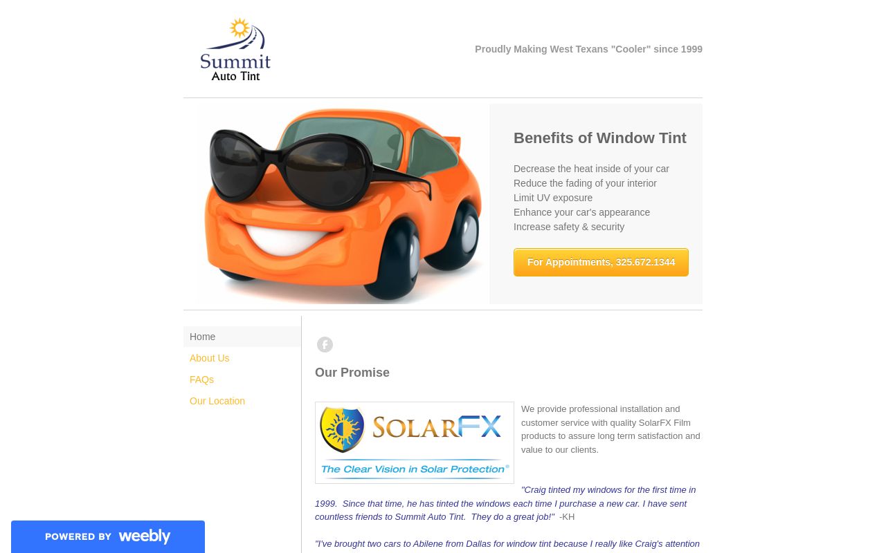 Homepage of Summit Auto Window Tint's website
