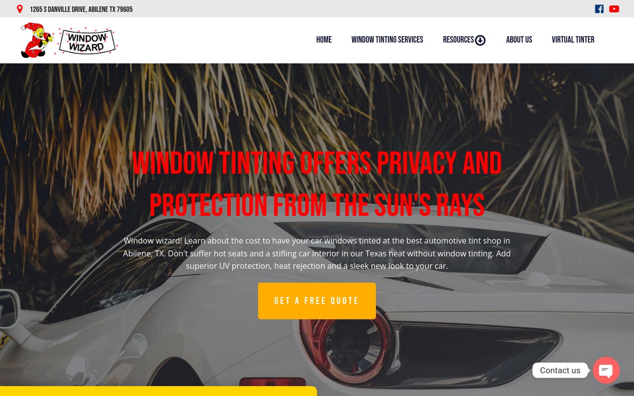 Homepage of Window Wizard's website