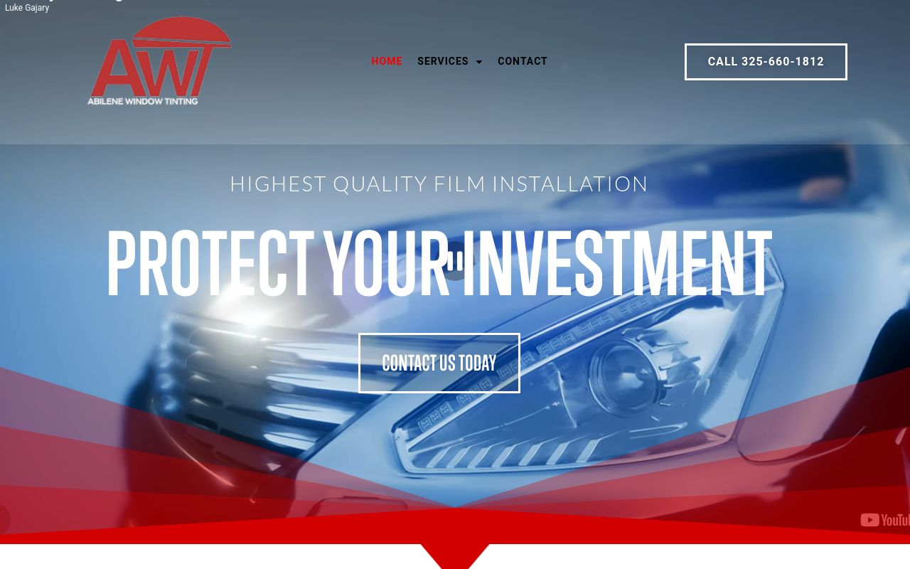 Homepage of Abilene Window Tinting's website