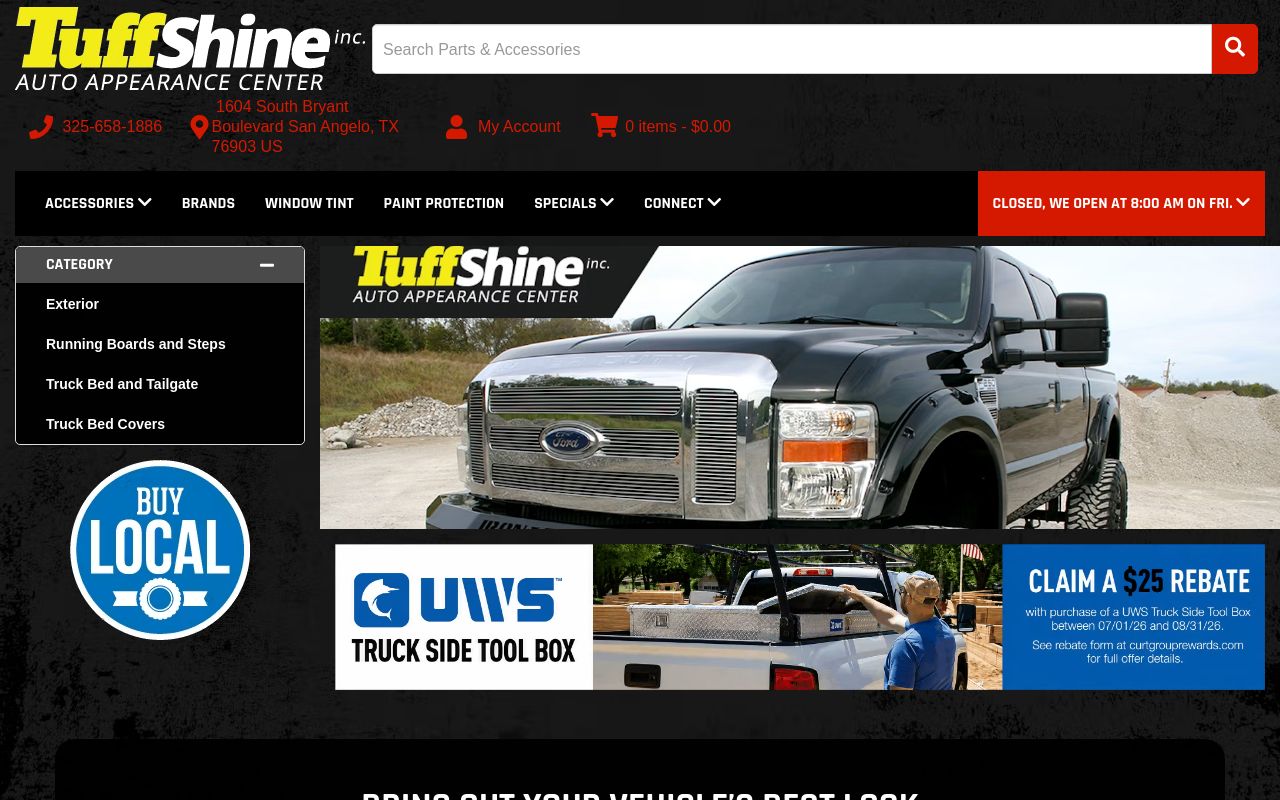 Homepage of Tuff Shine Inc's website