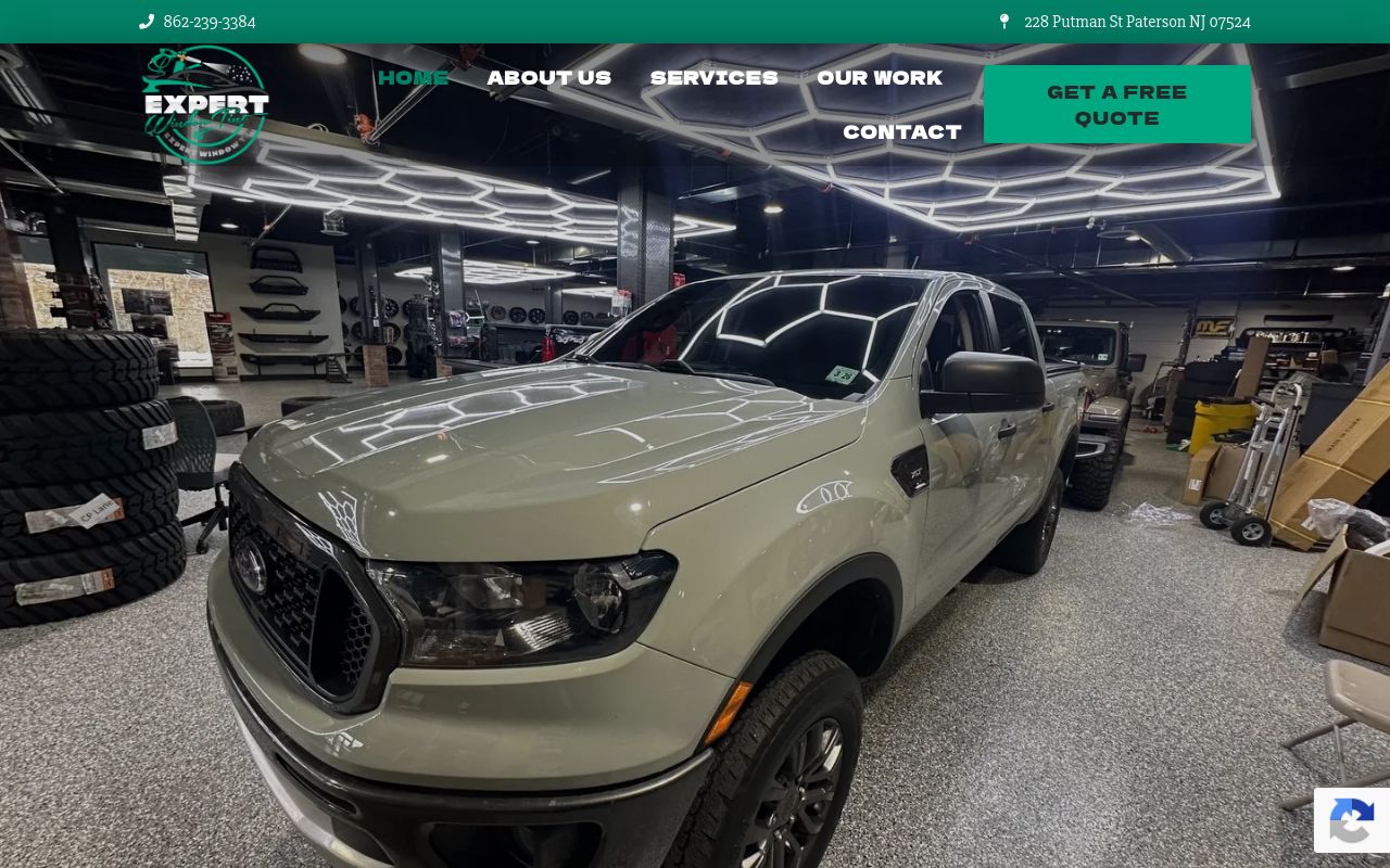 Homepage of Expert Window Tint's website