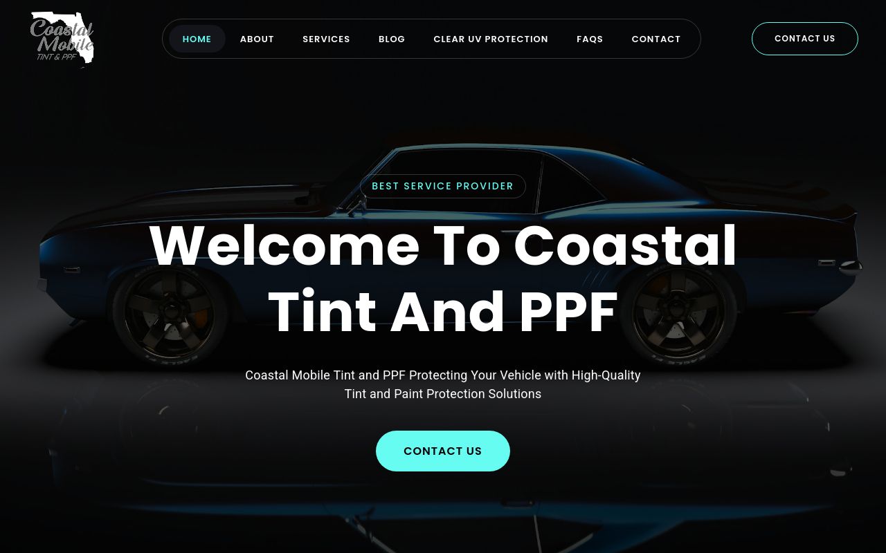Homepage of Coastal Mobile Tint and PPF's website