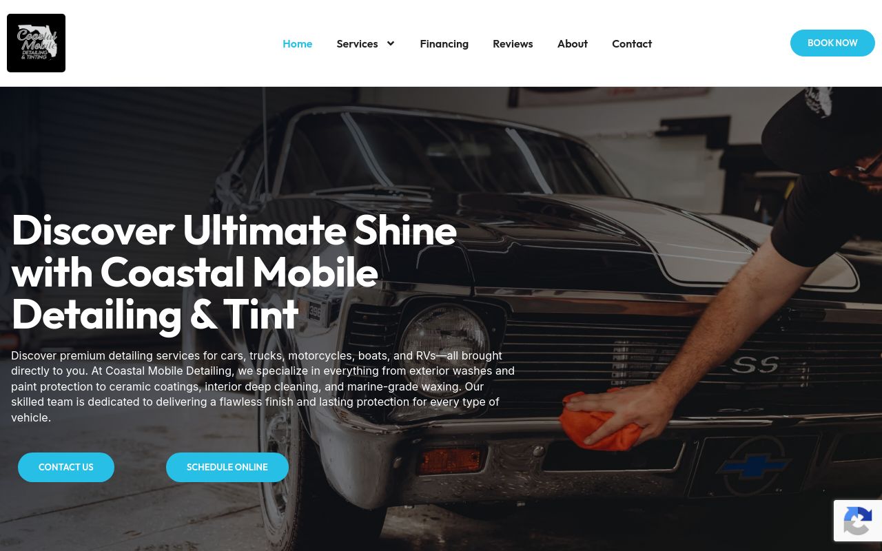 Homepage of Coastal Mobile Detailing And Tinting's website