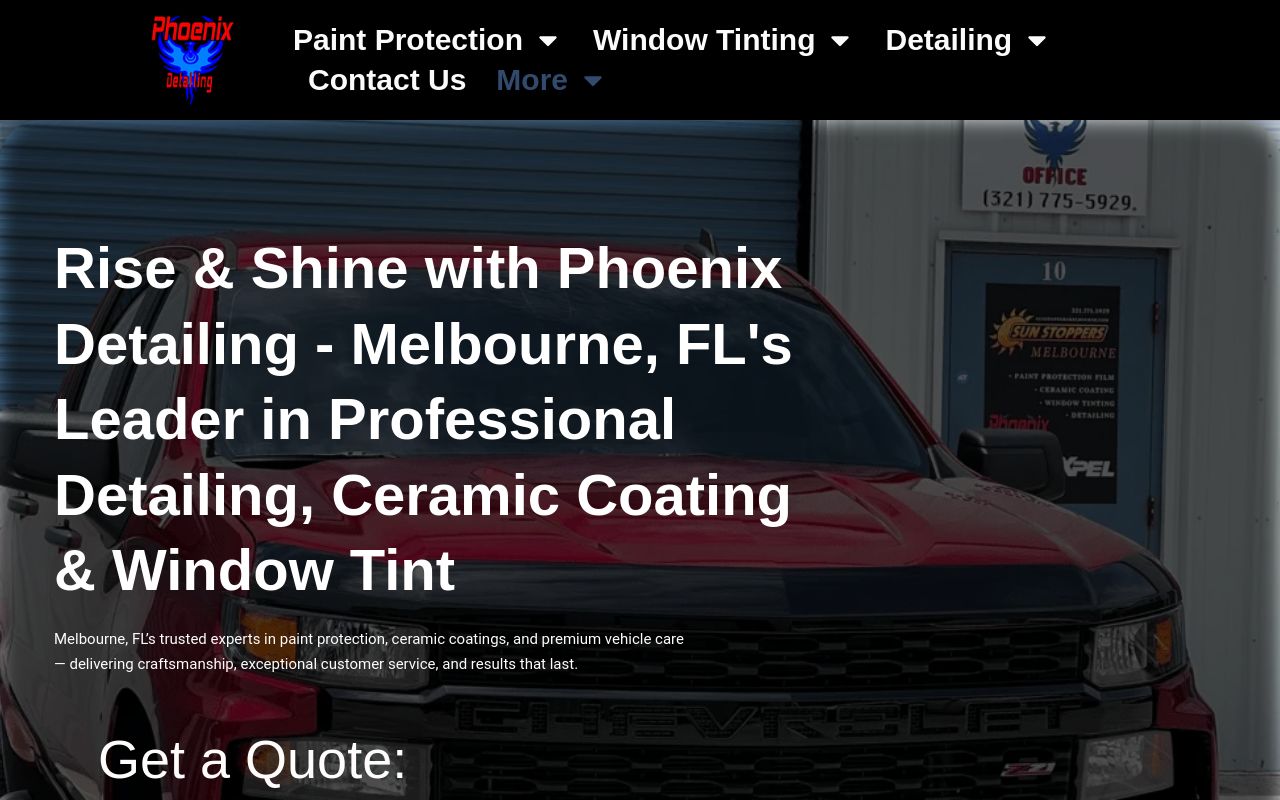 Homepage of Phoenix Detailing's website