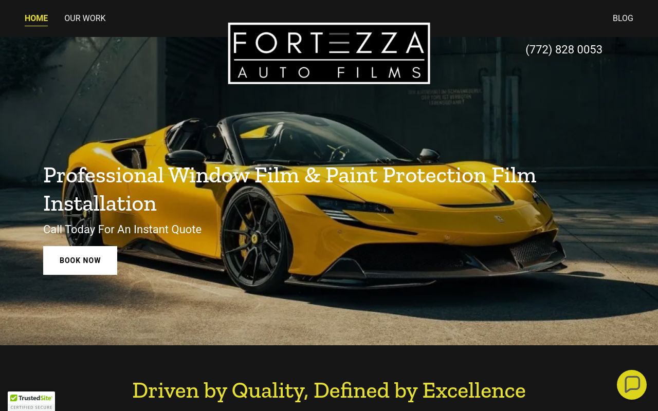 Homepage of Fortezza Auto Films's website