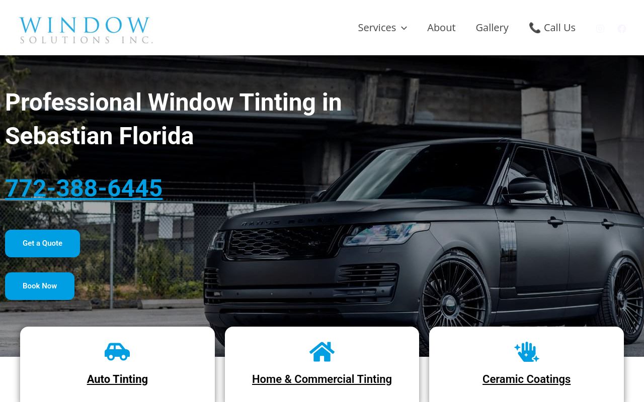 Homepage of Window Solutions Inc.'s website