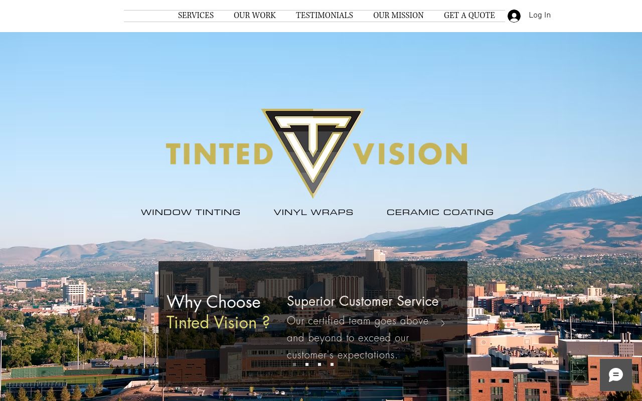 Homepage of Tinted Vision's website