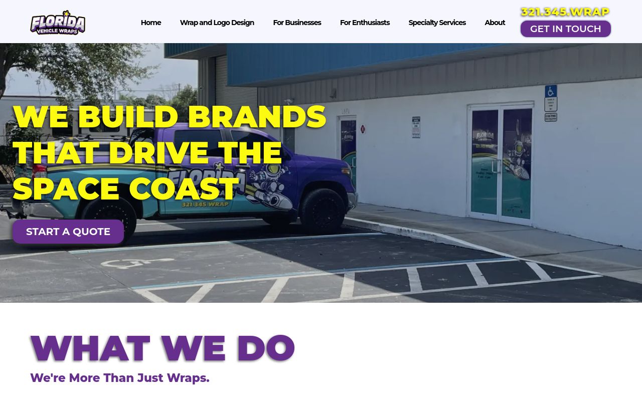 Homepage of Florida Vehicle Wraps's website