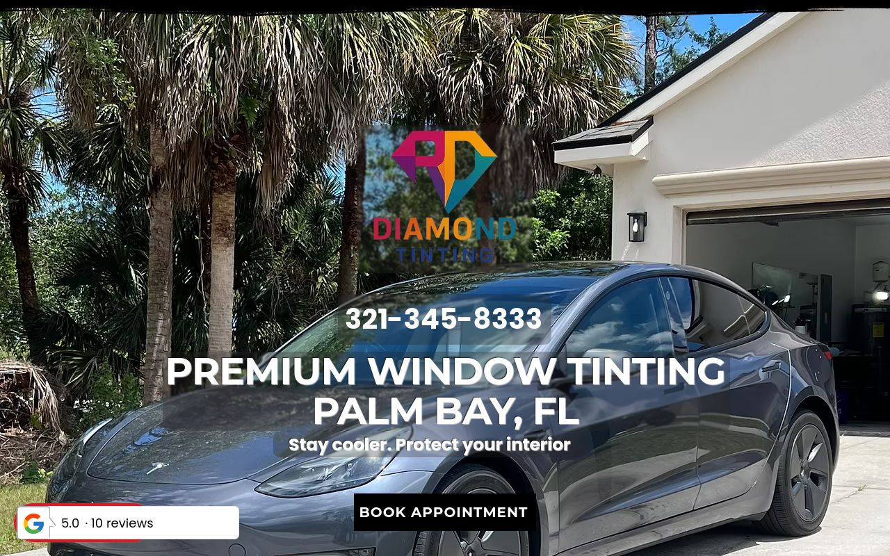 Homepage of R.D Diamond Tinting's website
