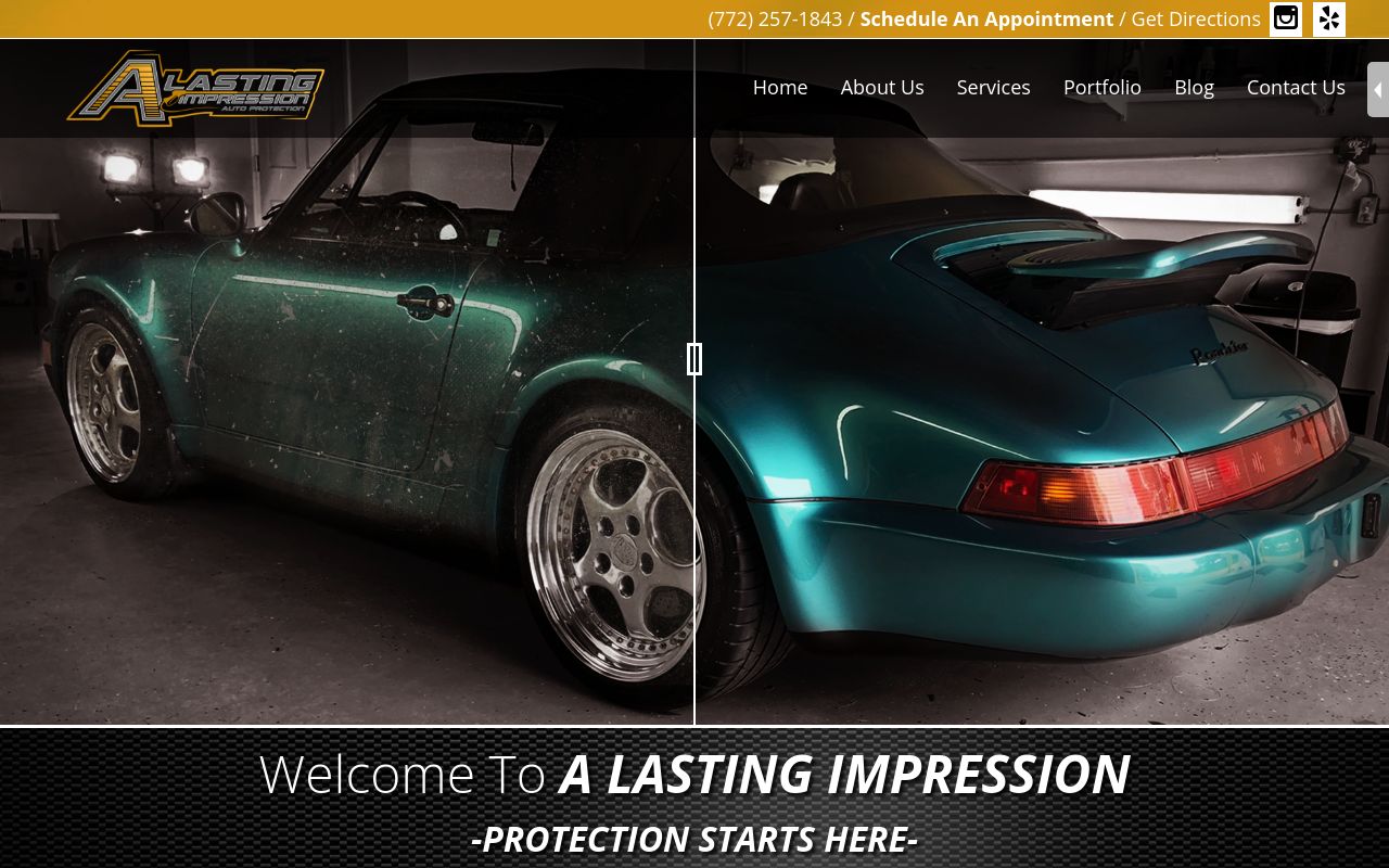 Homepage of A Lasting Impression Auto Detail/ Ceramic Coating's website