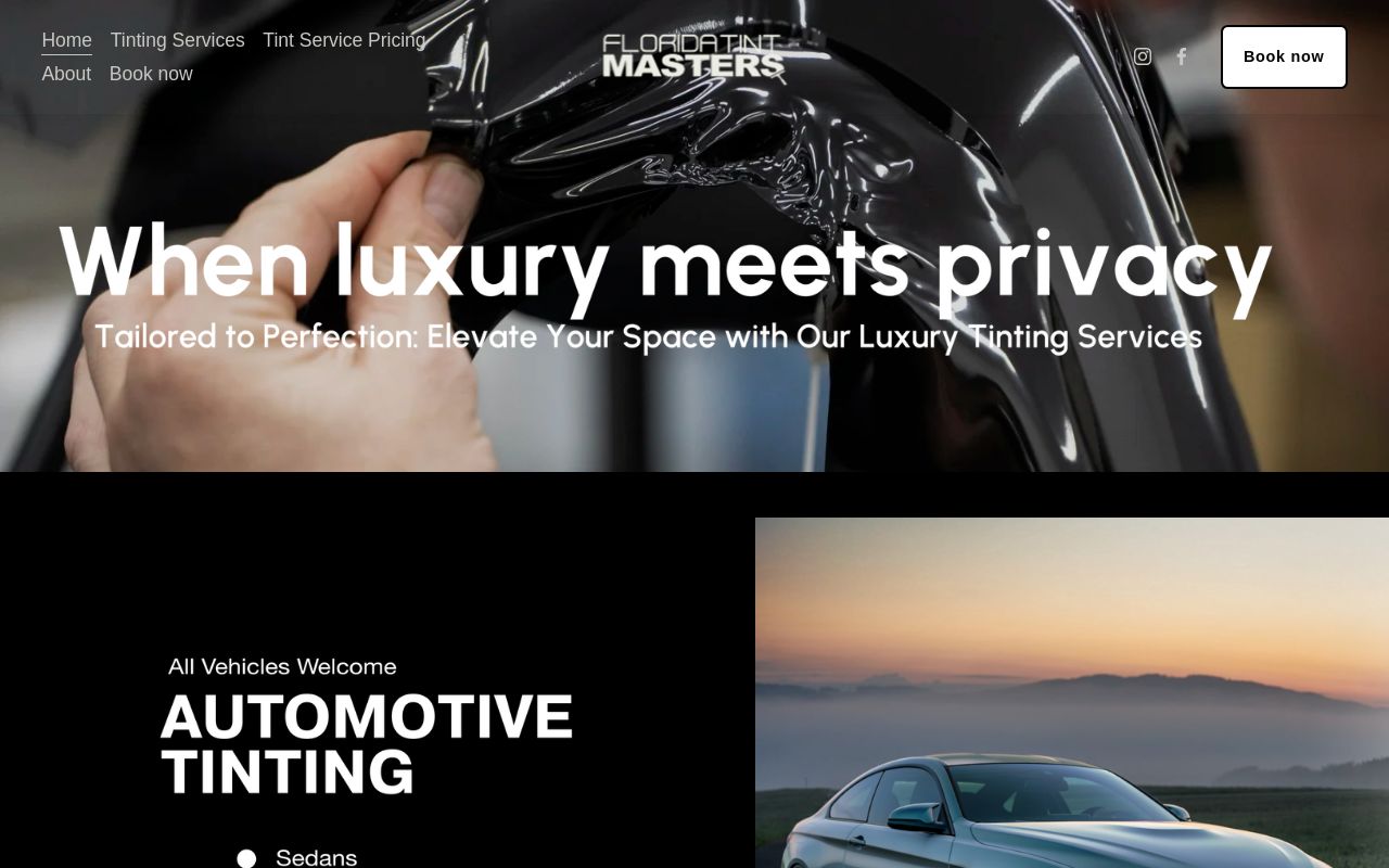 Homepage of FL Tint Masters's website