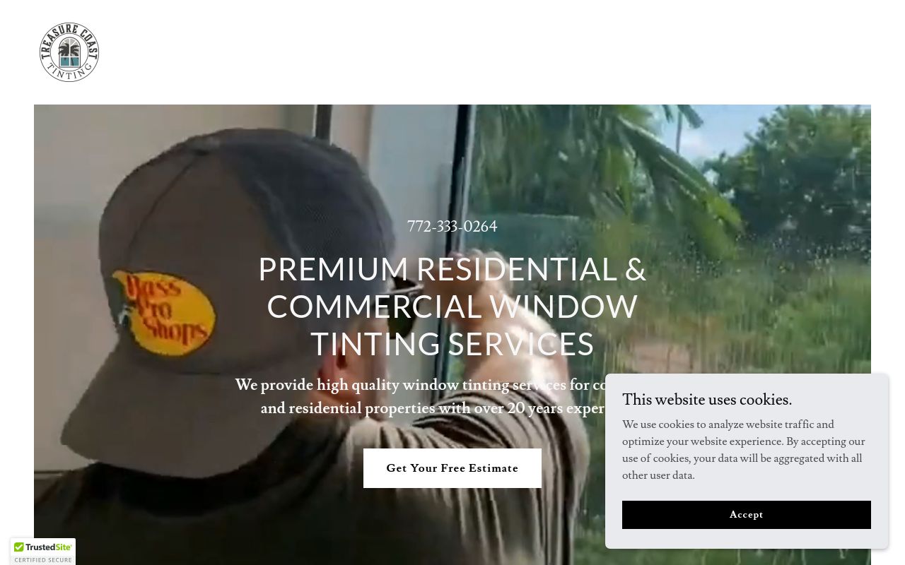 Homepage of Treasure Coast Tinting's website