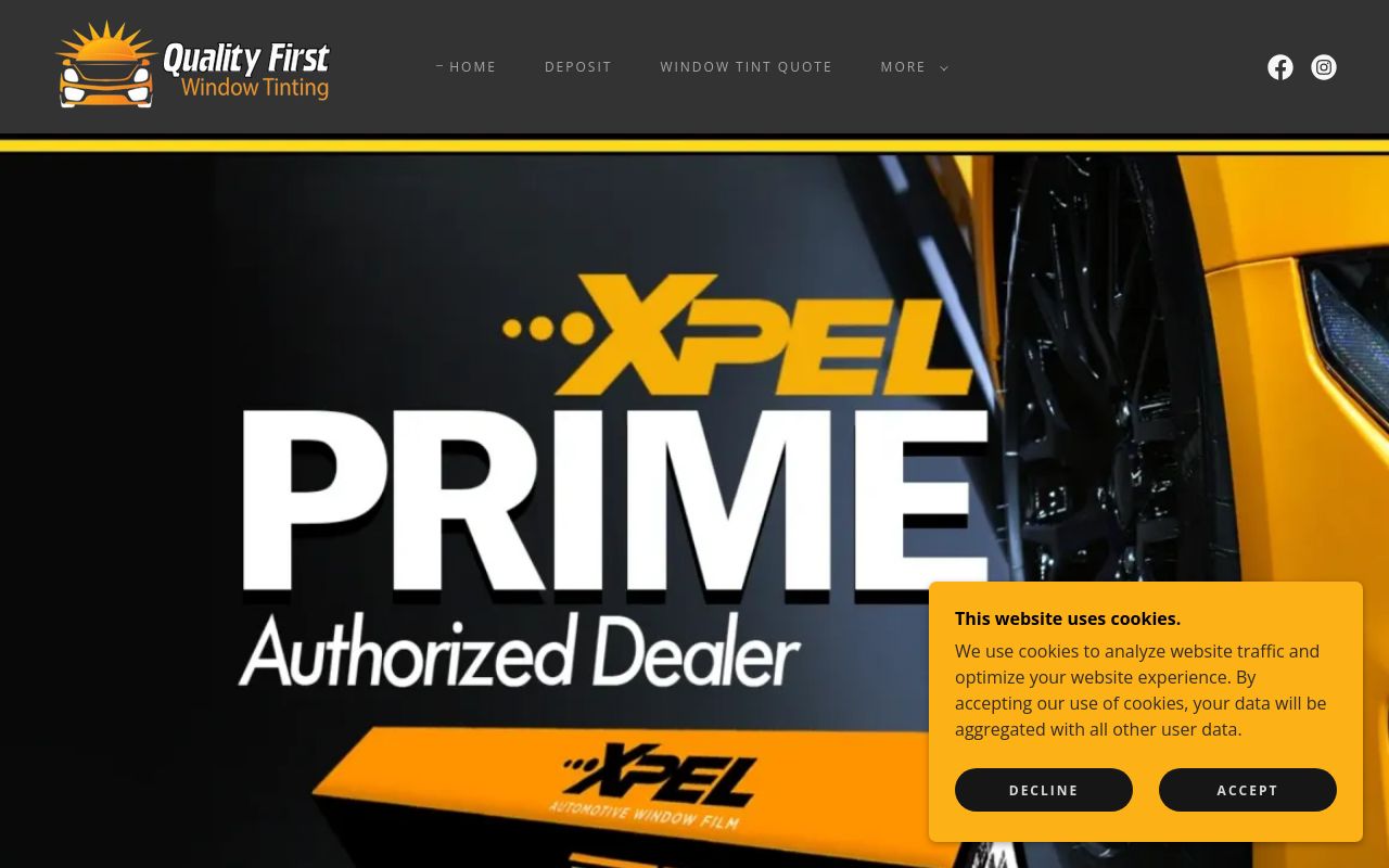 Homepage of Quality First Window Tint's website