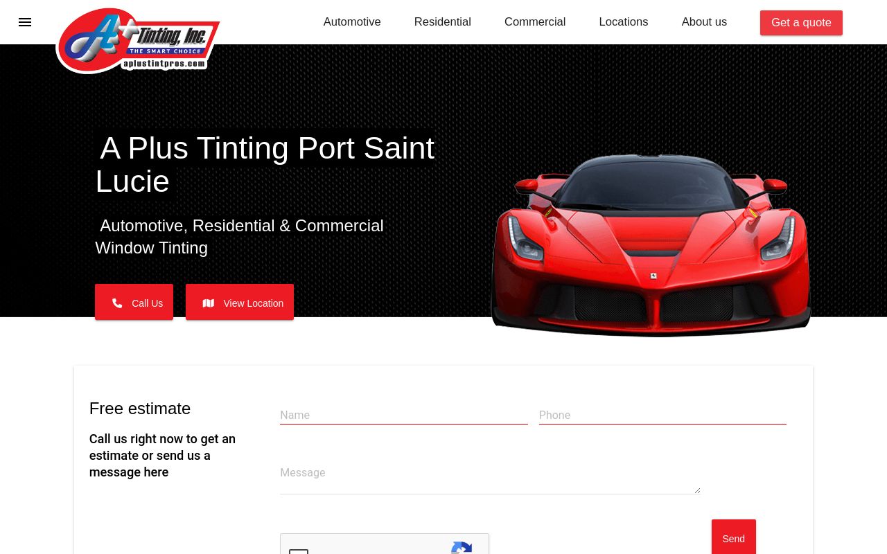 Homepage of A Plus Tinting PSL's website