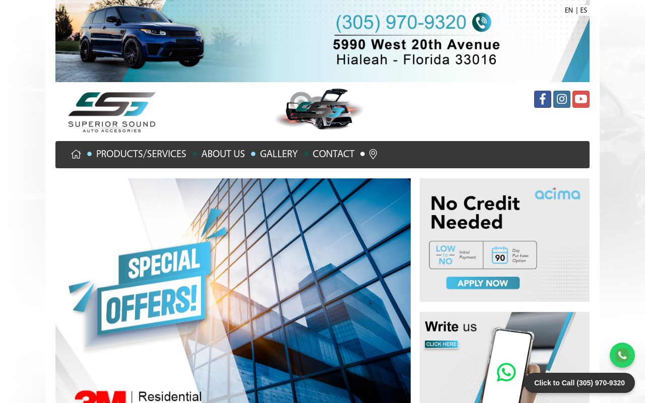Homepage of Superior Sound & Auto Accessories's website