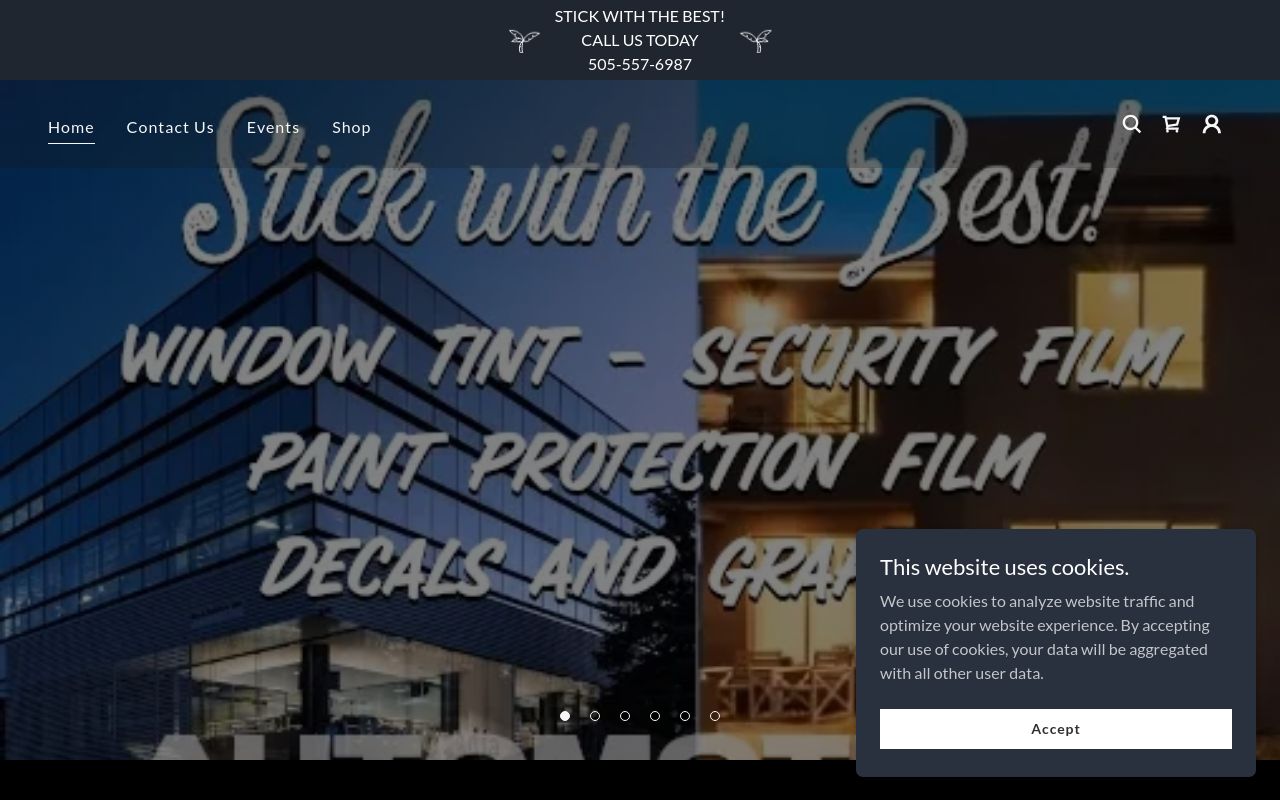 Homepage of Santa Fe Window Tint's website