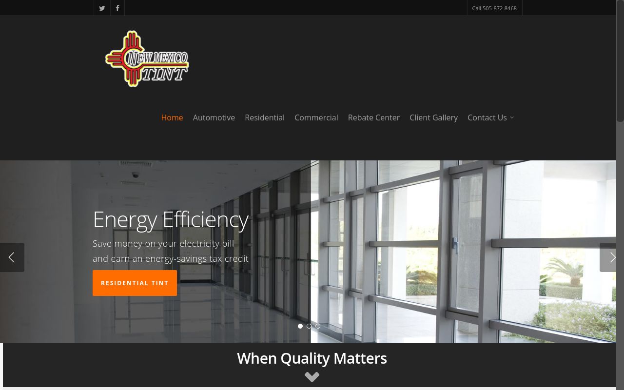 Homepage of New Mexico Tint's website