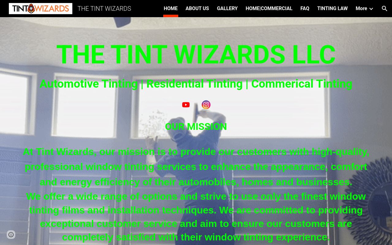 Homepage of The Tint Wizards's website