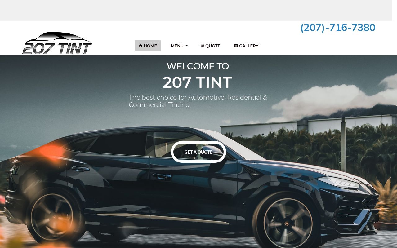 Homepage of 207 Tint's website