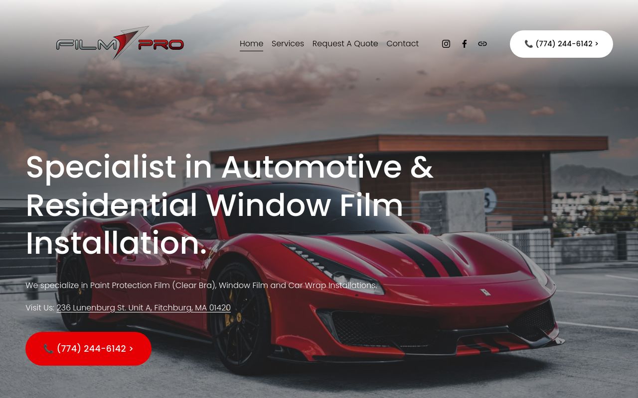 Homepage of Film Pro's website