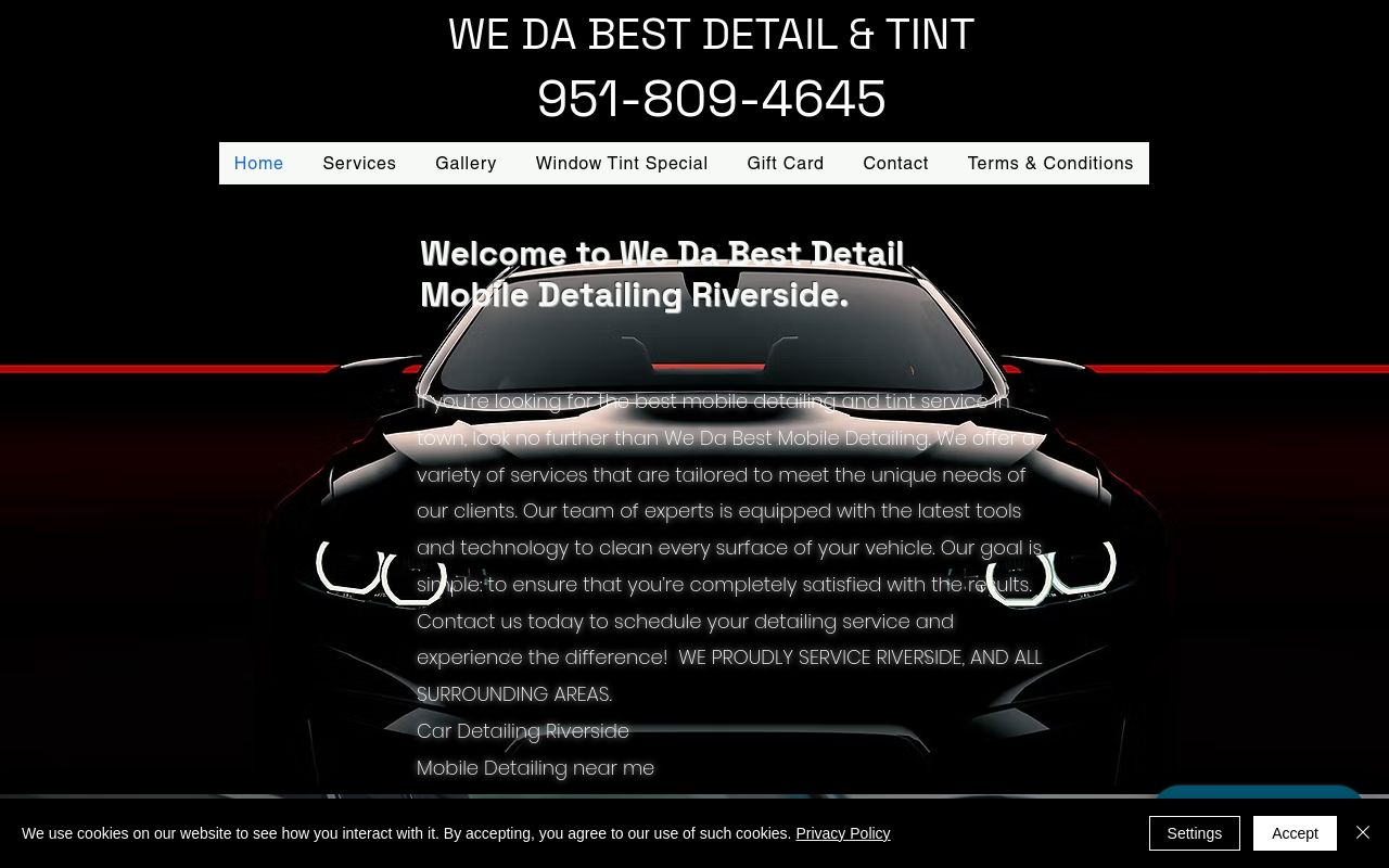 Homepage of We Da Best Mobile Detailing's website