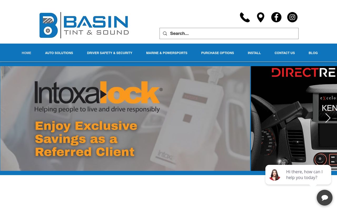 Homepage of Basin Tint & Sound's website