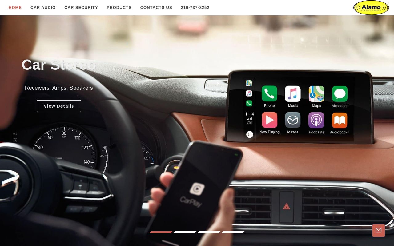 Homepage of Alamo Auto Sound & Security's website